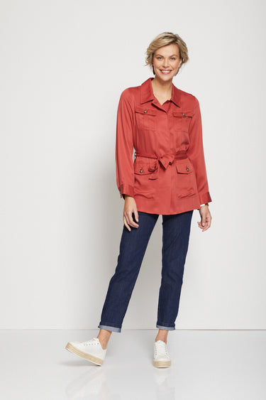 Veste saharienne Lyocell ceinturée Tomette