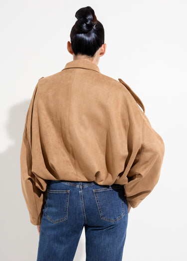 Veste suédine taille resserrée, oversize Camel