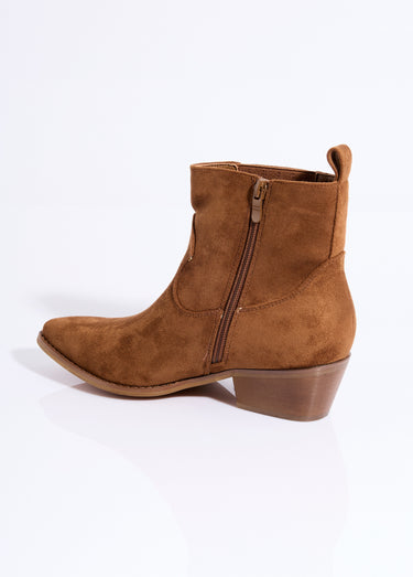 Boots western suédine détail métallisé Camel