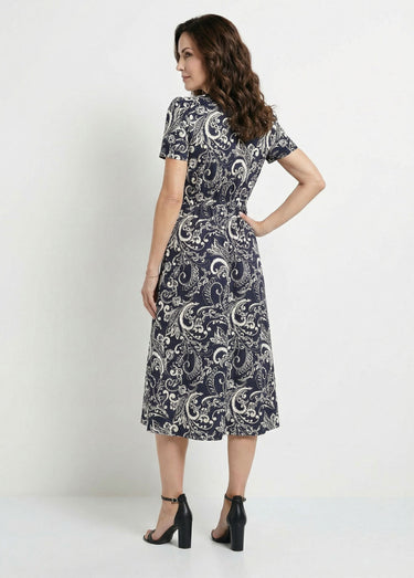 Robe longue cache-coeur taille élastiquée Noir/Ecru