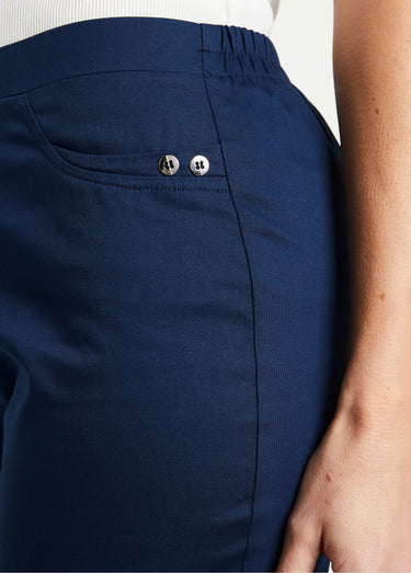Pantacourt taille semi élastiquée satin Marine
