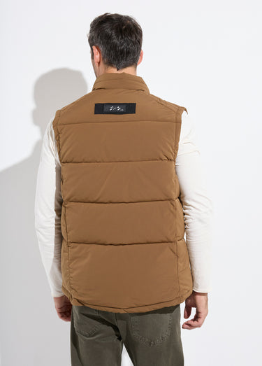 Doudoune sans manches zippée matelassée Camel