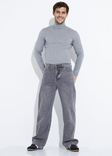 Jean denim coupe large style baggy Gris