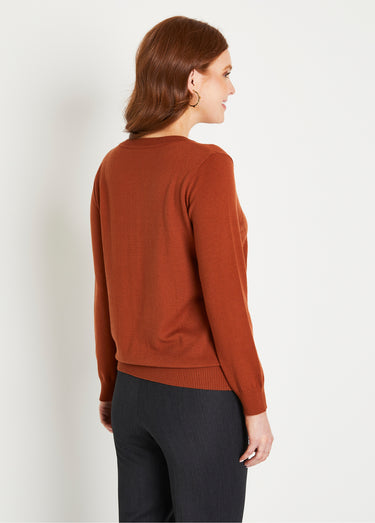 Gilet cardigan uni boutonné modal mélangé Noisette