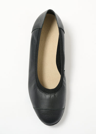 Ballerines compensées grande largeur cuir Noir