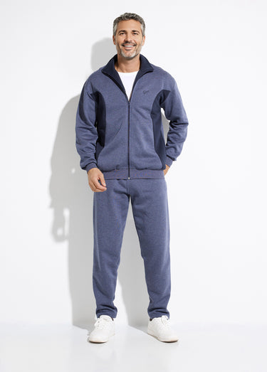 Veste de détente zippée molleton coton bicolore Bleu Grise/Marine