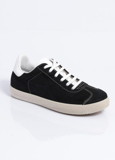 Baskets unies compensées cuir à lacets Noir