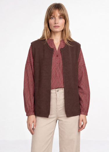 Gilet sans manches maille fantaisie Chocolat