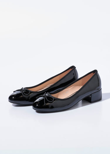 Escarpins ballerines à talon vernies chic Vernis Noir