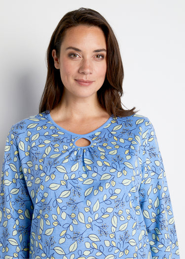 Chemise de nuit imprimé végétal Bleu