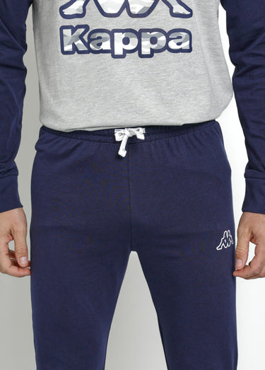 Pyjama long en coton avec logo Bleu