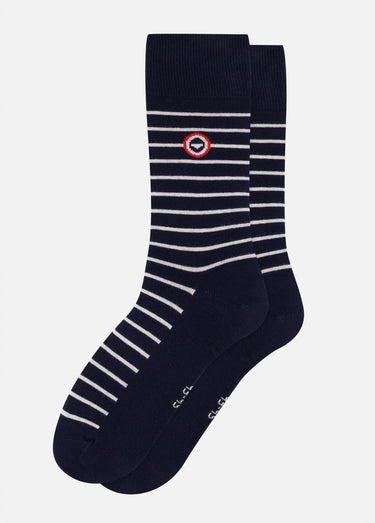 Chaussettes mi-mollet en coton résistant Raye Marine