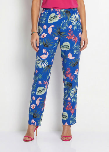 Pantalon imprimé taille élastiquée Fond Bleu Roi