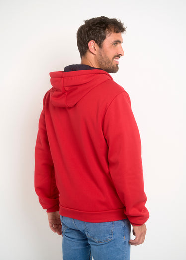 Sweat à capuche zippé poche kangourou Rouge/Marine