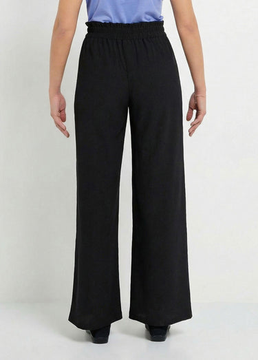 Pantalon vert large taille élastiquée maille relief Noir
