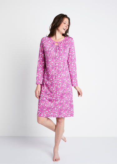 Chemise de nuit imprimé végétal Rose