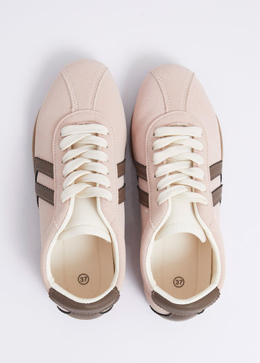 Baskets plates, chevrons simili cuir Rose