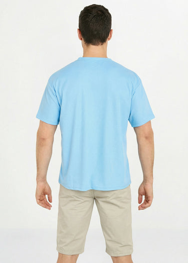 T-shirt maille texturée manches courtes Bleu Ciel