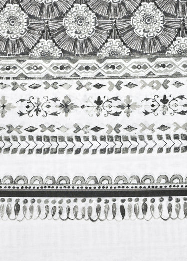 Parure de lit 4 pièces avec drap plat, éventails Gris