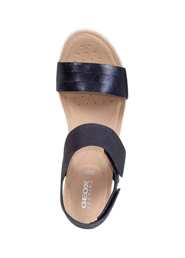 Sandales en cuir brides à scratch Jeans Fonce