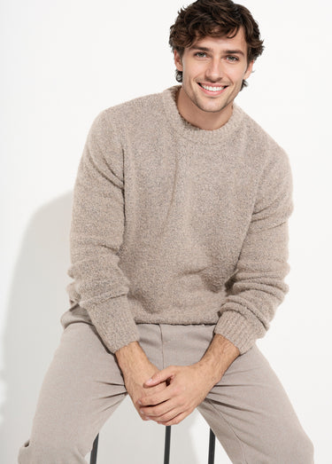 Pull col rond chaud avec de la laine Camel