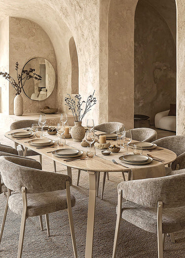Table extensible ovale 6 à 8 pers. TERRA NOVA Blanc/Beige