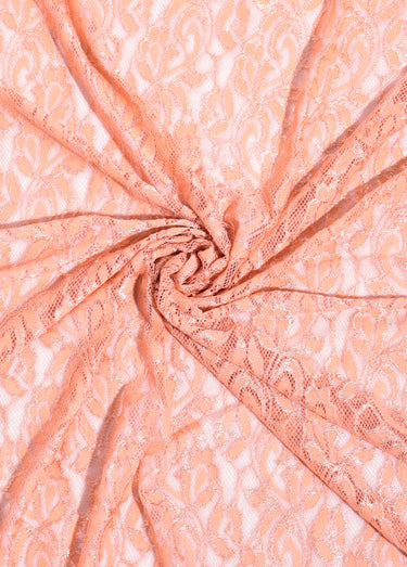 Coupon dentelle fleurie à reflets, 3T Terracotta