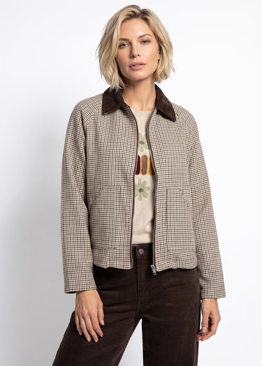 Veste zippée à carreaux et col velours Carreaux Marron