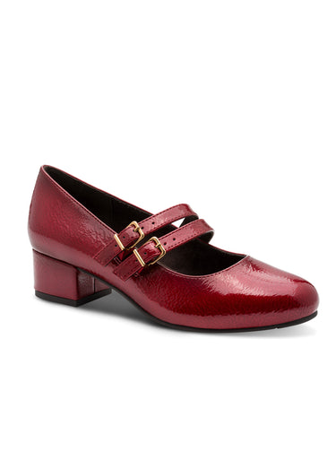 Escarpins vernis à talon façon babies Bordeaux