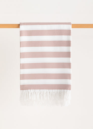 Grande fouta de plage rayée en coton Raye Marron