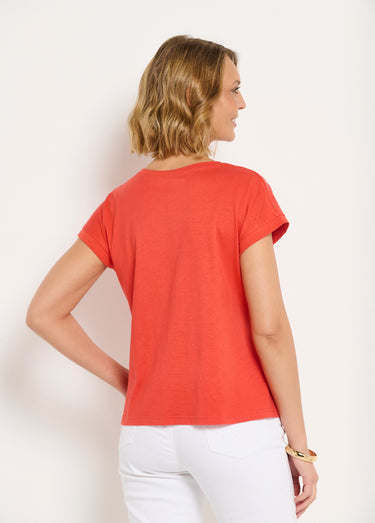 T-shirt brodé ajouré manches courtes Capucine