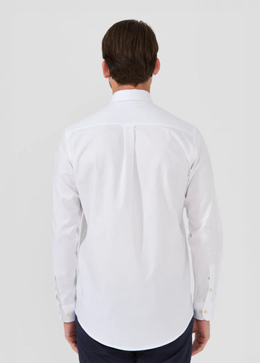 Chemise unie manches longues col boutonné Blanc