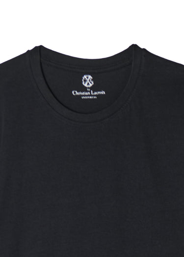 T-shirt pur coton avec col rond Noir