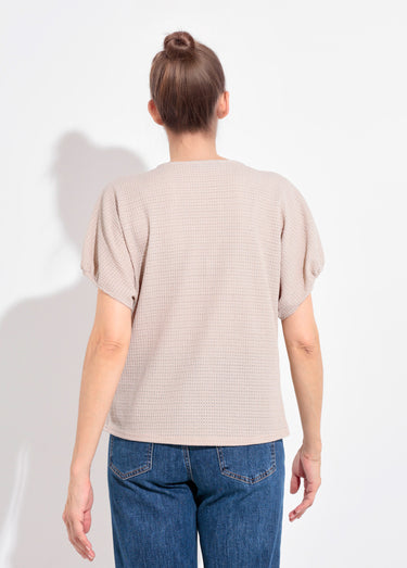 T-shirt texturé avec manches élastiquées Ficelle