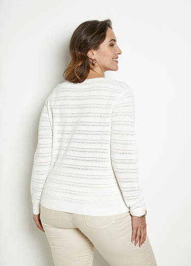 Pull doux col rond manches longues Blanc