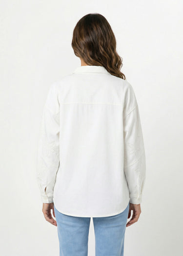 Veste surchemise en coton broderie anglaise Blanc