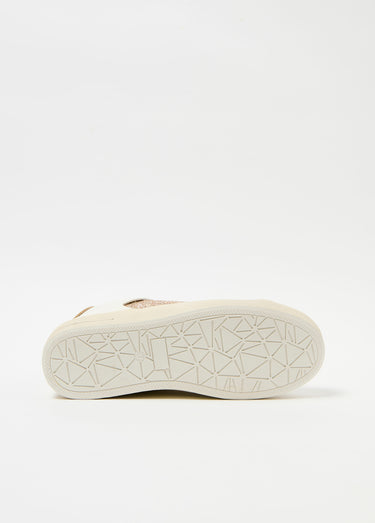 Baskets multi matière léopard paillettes Blanc