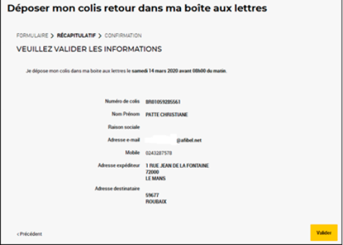 Récapitulatif de votre demande