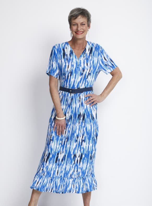 Long flowing dress with graphic print