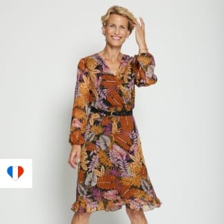 Dress with crossover neckline HONNEUR