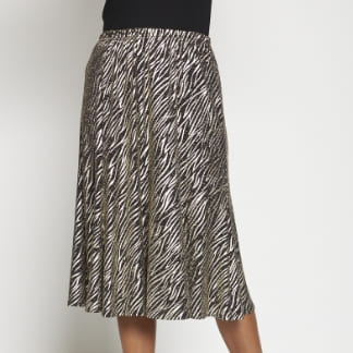 Full and flowing print knit fabric skirt LADY