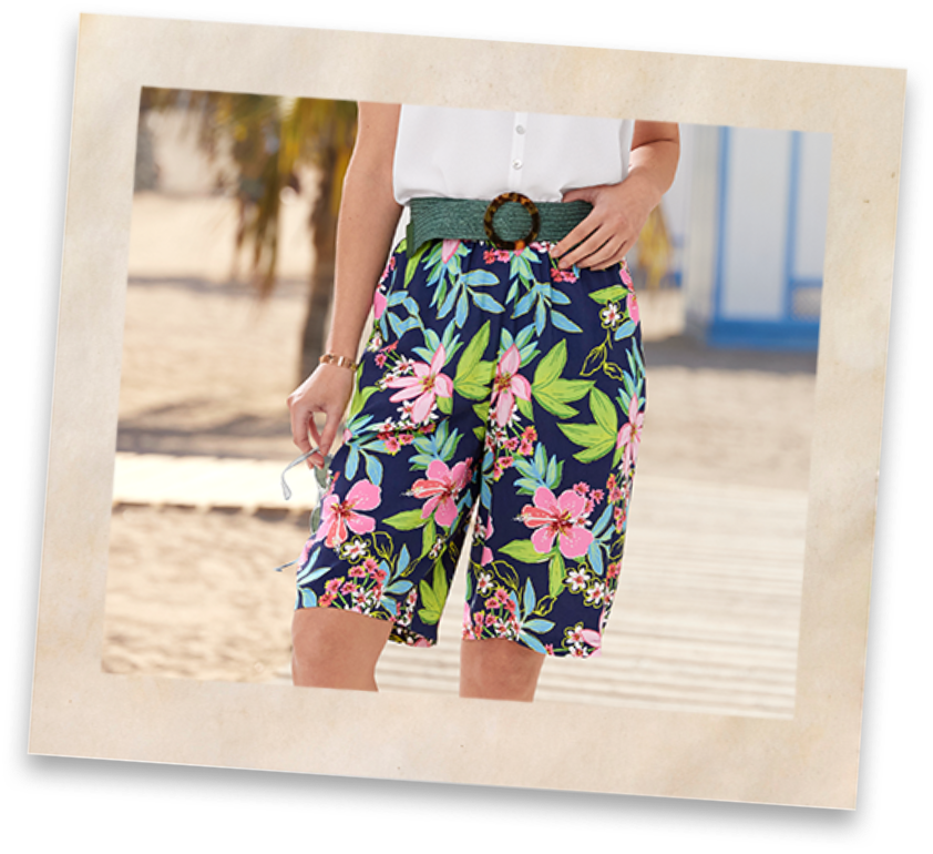Flowing Bermuda shorts with elasticated waistband NIFARA