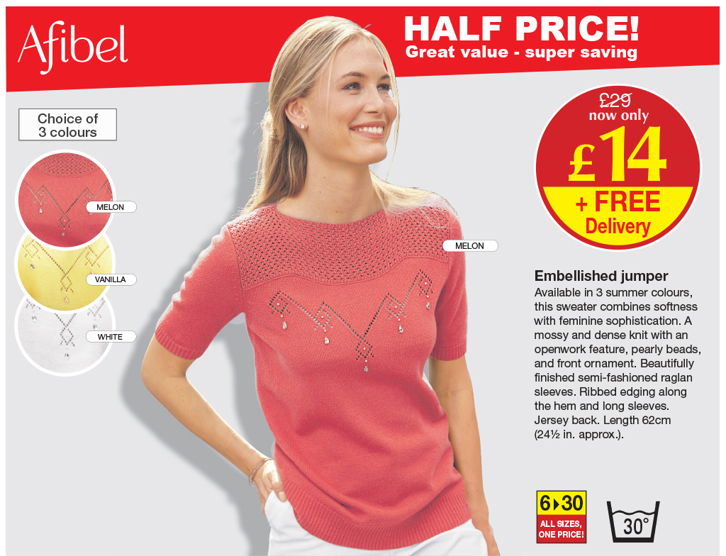 BESTSELLER - Embellished jumper: Half Price, was £29, now only £14 + free delivery