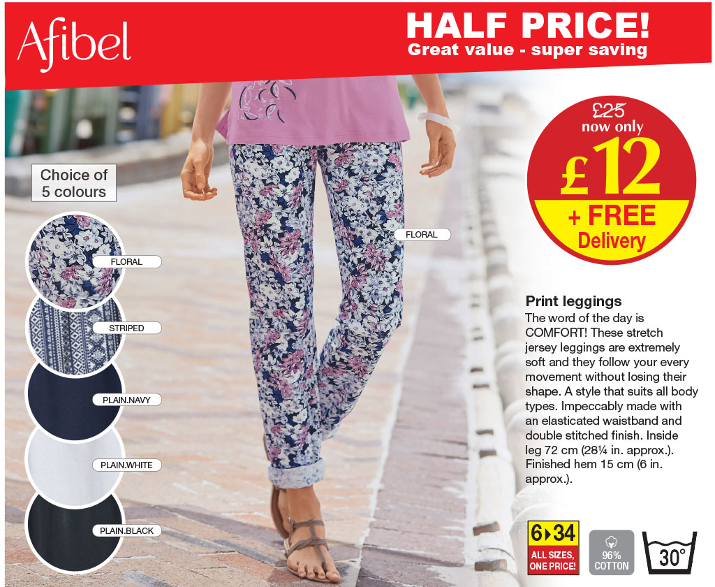 BESTSELLER - Print leggings: Half Price, was £25, now only £12 + free delivery