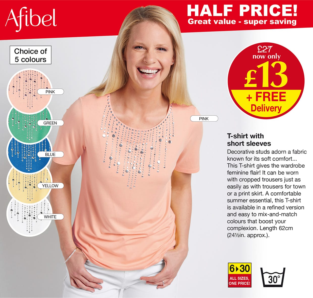 BESTSELLER - T-shirt with short sleeves: Half Price, was £27, now only £13 + free delivery