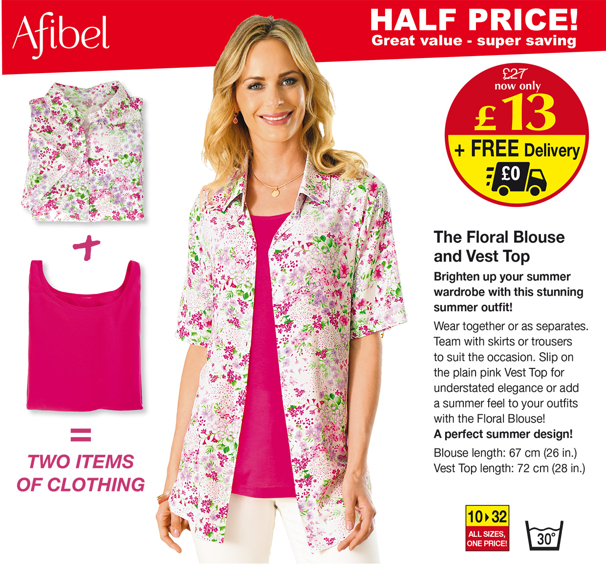BESTSELLER - The floral blouse and vest top: Half Price, was £27, now only £13 + free delivery